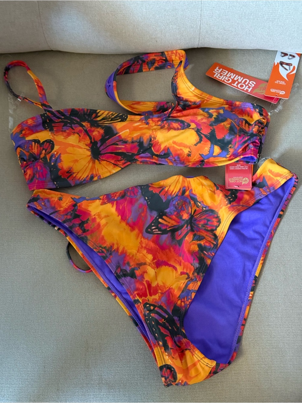 Women’s Orange Purple Floral Bikini Set